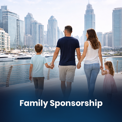  Dubai Golden Visa family sponsorship icon — parents and children.